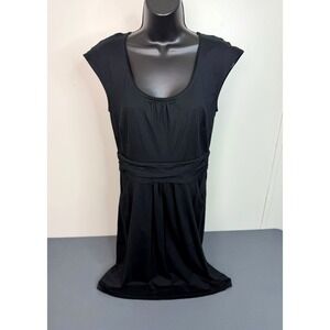 Boden Jersey Dress  Size US 8 Pockets Black Sleeveless Pleated Waist Womens